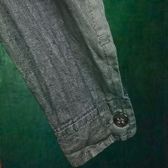 Vintage Armani Jeans Black 100% Linen Button Down Ruffled Waist Blazer Size 6 - Picture 12 of 13